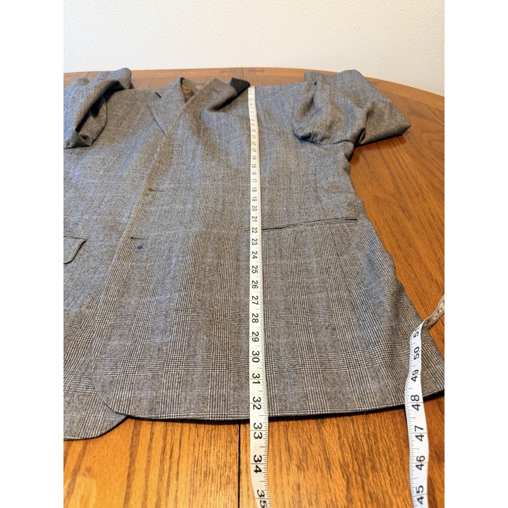 Brooks Brothers 346 Mens Suit Coat 48R Gray Glen Plaid 100% Wool, Sm Ink Stain - Picture 11 of 11